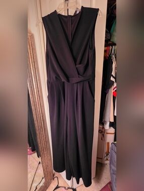 Sleeveless Black Jumpsuit with Wrap Bodice XL 14/16